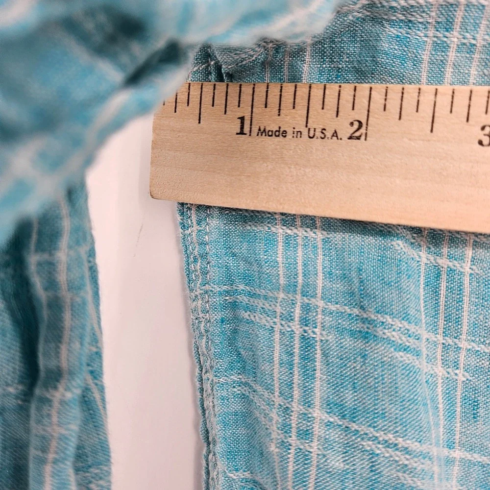Tommy Bahama Shirt Mens XXXL Linen Long‎ Sleeve Button Up Blue White Check